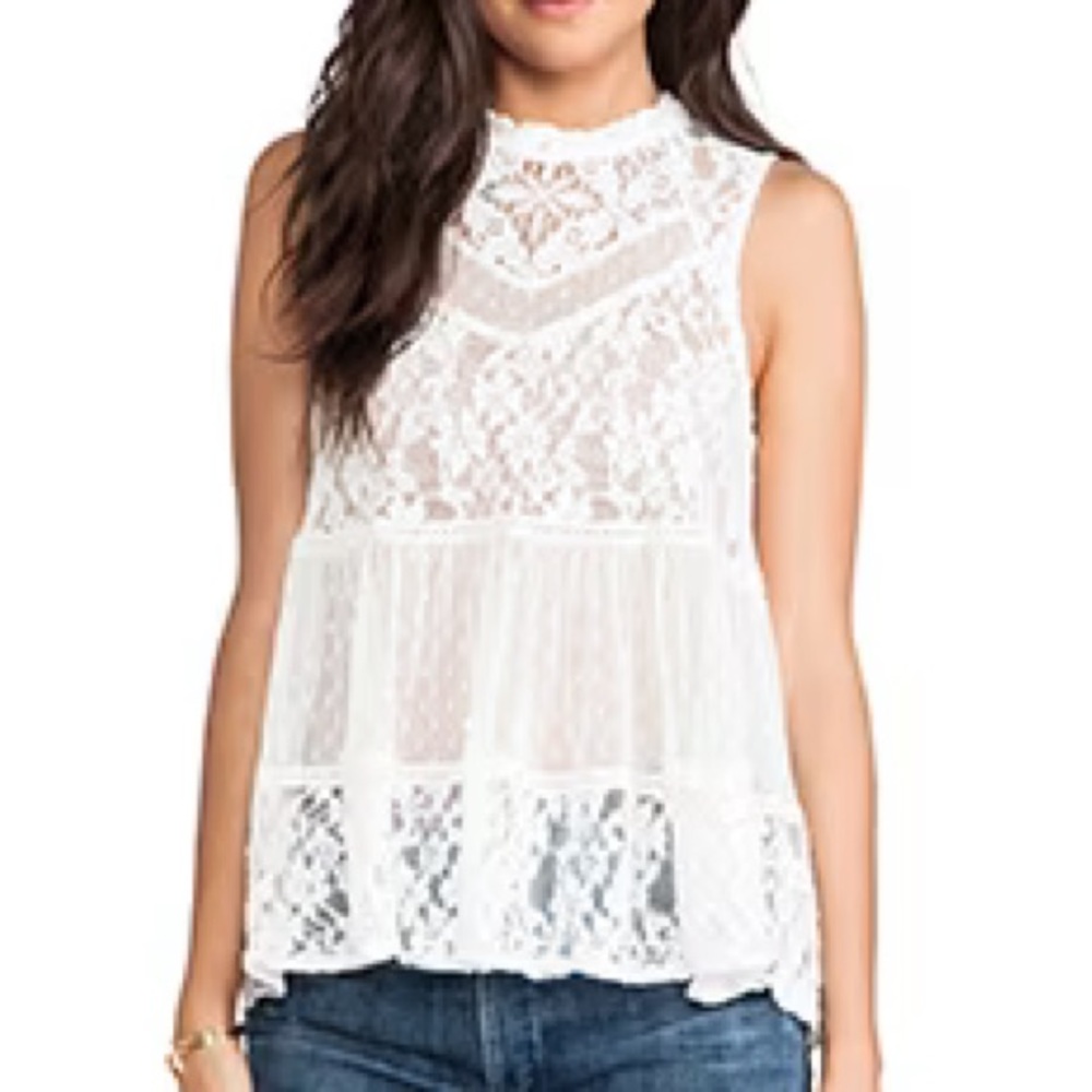 Free People Ladybird lace tank in white size small